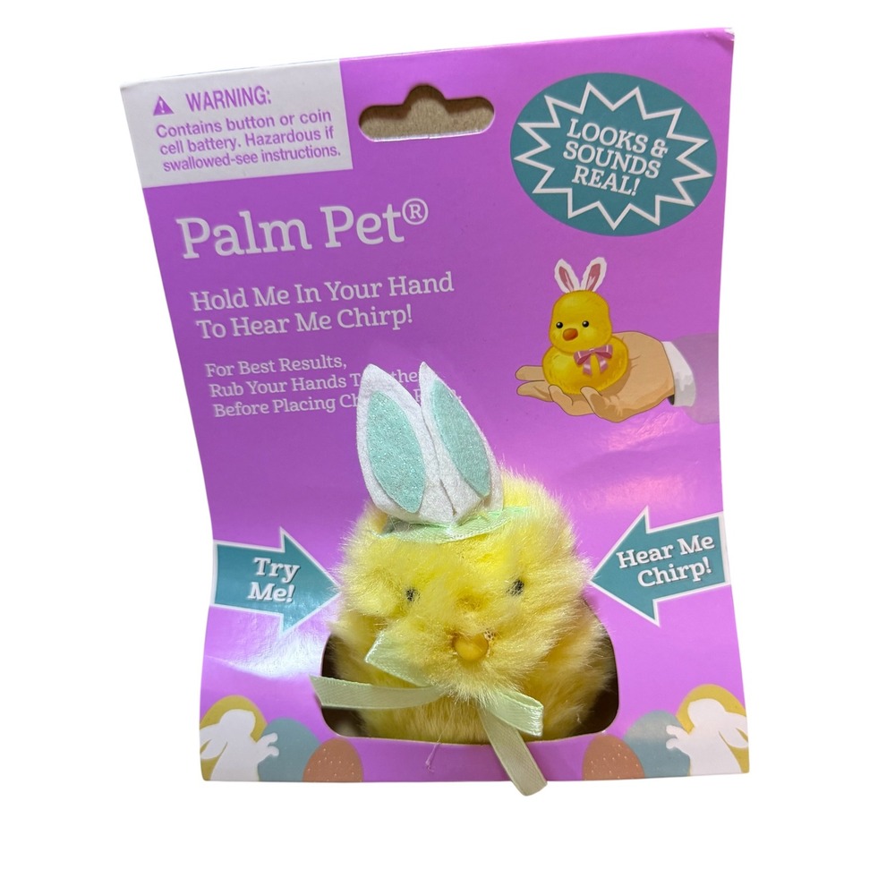 Dan Dee Palm Pet Yellow Chirping Chick Plush Easter Bunny Ears Interactive Toy